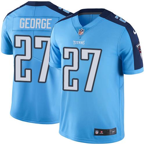 Nike Titans #27 Eddie George Light Blue Men's Stitched NFL Limited Rush Jersey - Click Image to Close